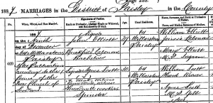Marriage of John Elliott and Agnes Scott, December 9, 1887
