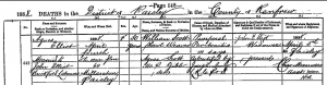 Death Registration for Agnes Elliott (Scott), April 4, 1888.