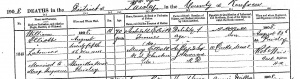 William Elliott's death registration, August 25, 1908
